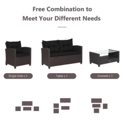 Costway 8 PCS Patio Rattan Furniture Set Glass Table Shelf Sofa Cushion -Outdoor Comfort Deals Store GUEST ea441689 6afe 46e3 9f59 87fb1af36179