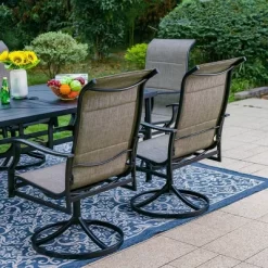 7pc Outdoor Dining Set With With Padded Sling Chairs & Metal Rectangle Table With Umbrella Hole - Captiva Designs -Outdoor Comfort Deals Store GUEST ecaac737 a156 4770 87ce 98d9f4be4d4c