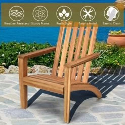 Costway 2PCS Patio Acacia Wood Adirondack Chair Lounge Armchair Durable Outdoor Garden -Outdoor Comfort Deals Store GUEST ecc6805b 2d5a 492d a03c 62ca7ff5087e