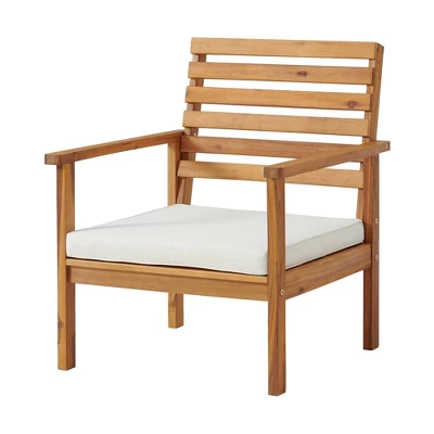 Orwell 2pk Acacia Wood Patio Chairs With Cushions - Natural - Alaterre Furniture 2 Orwell 2pk Acacia Wood Patio Chairs With Cushions - Natural - Alaterre Furniture - Image 2