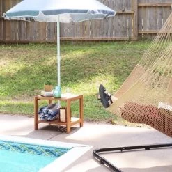 Sunnydaze Decor Sunnydaze Outdoor Meranti Wood With Teak Oil Finish Wooden Patio Accent Side Table With Lower Shelf - 20" - Brown -Outdoor Comfort Deals Store GUEST ee9125dc d3c4 42f9 bec2 10f7c1782dc8