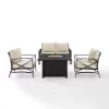 Kaplan 4pc Outdoor Conversation Set With Dante Fire Table - Oatmeal - Crosley