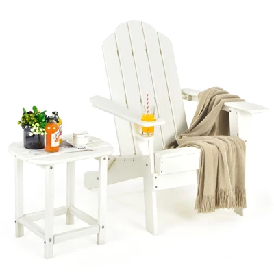 Tangkula Patio 2PCS Adirondack Chair Side Table Set Outdoor Chair Set With End Table Weather Resistant Cup Holder For Backyard Garden White 7 Tangkula Patio 2PCS Adirondack Chair Side Table Set Outdoor Chair Set With End Table Weather Resistant Cup Holder For Backyard Garden White - Image 7