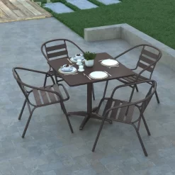 Emma And Oliver 27.5'' Square Aluminum Indoor-Outdoor Table Set With 4 Slat Back Chairs 16 Emma And Oliver 27.5'' Square Aluminum Indoor-Outdoor Table Set With 4 Slat Back Chairs -Outdoor Comfort Deals Store GUEST f10f8919 08a1 4e1a b6fb 558c9cab5edc