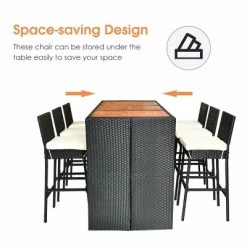 COSTWAY 7 PCS Patio Rattan Wicker Bar Dining Furniture Set Wood Table Top 6 Stools -Outdoor Comfort Deals Store GUEST f1ef81cf 23b5 4e95 97f3 a7f8d345d777