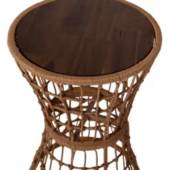 Flash Furniture Devon Indoor/Outdoor Natural Finish Rattan Rope Table With Acacia Wood Top, Fade And Weather Resistant -Outdoor Comfort Deals Store GUEST f1f3c09b bc72 419d af21 f83757268d1f