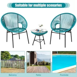 Costway 3PCS Patio Acapulco Furniture Bistro Set Plastic Rope Glass Table -Outdoor Comfort Deals Store GUEST f324d3cc 026b 49c8 b529 956a636083d1