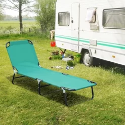 Outsunny Portable Outdoor Sun Lounger, Lightweight Folding Chaise Lounge Chair W/ 5-Position Adjustable Backrest For Beach, Poolside And Patio