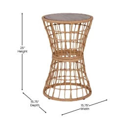 Flash Furniture Devon Indoor/Outdoor Natural Finish Rattan Rope Table With Acacia Wood Top, Fade And Weather Resistant -Outdoor Comfort Deals Store GUEST f3a4e353 1d4d 432f bac8 eb667f9f1f08