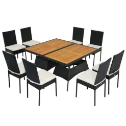 Costway 10 PCS Patio Rattan Dining Set Rectangular Wood Top Tables Cushioned Chair Garden -Outdoor Comfort Deals Store GUEST f447a536 d985 4ea2 9bb2 1f96cadee257