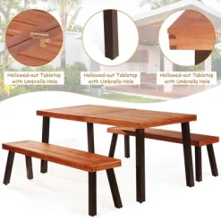 Costway 3 Pieces Picnic Table Set Acacia Wood Table Bench With Steel Legs Outdoor Patio 13 Costway 3 Pieces Picnic Table Set Acacia Wood Table Bench With Steel Legs Outdoor Patio -Outdoor Comfort Deals Store GUEST f4ac25af f8c4 4c3c b8ba 70925b46a6f2