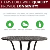 Kinger Home 34-inch Patio Outdoor Dining Table With Umbrella Hole, Cast Aluminum Patio Dining Furniture Table, Brown