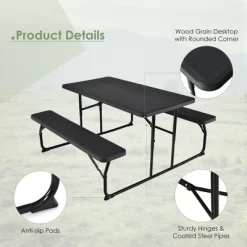 Costway Folding Picnic Table & Bench Set For Camping BBQ W/ Steel Frame White/Balck -Outdoor Comfort Deals Store GUEST f4e94c12 143b 4312 b0e9 13c063f45113