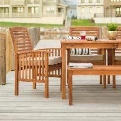 Ravenscroft 6pc Acacia Wood Patio Dining Set - Brown - Saracina Home -Outdoor Comfort Deals Store GUEST f637e9bb 7db7 491c 87af fb487fb22fec