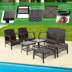 Costway 7PCS Patio Rattan Furniture Set Cushioned Sofas Loveseat Yard W/Waterproof Cover -Outdoor Comfort Deals Store GUEST f6f305b0 9058 435b aa30 1d4ac32a32ea
