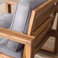 Galia 2pc Square Leg Acacia Wood Chair And Ottoman With Cushions - Brown - Saracina Home -Outdoor Comfort Deals Store GUEST f6f6e547 6294 449d 85a4 fb0c84615d8a