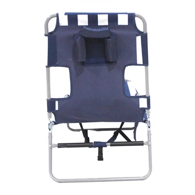 Everlast Ostrich Backpack Chaise Folding Lounge Chair W/4 Adjustable Position, Carrying Straps, Side Pocket And Storage Bag, Navy Stripe (3 Pack) 4 Everlast Ostrich Backpack Chaise Folding Lounge Chair W/4 Adjustable Position, Carrying Straps, Side Pocket And Storage Bag, Navy Stripe (3 Pack) - Image 4