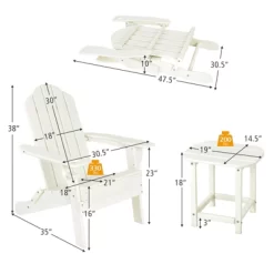 Tangkula Patio 3PCS Adirondack Chair Side Table Set Outdoor Chair Set With End Table Weather Resistant Cup Holder For Backyard Garden White 11 Tangkula Patio 3PCS Adirondack Chair Side Table Set Outdoor Chair Set With End Table Weather Resistant Cup Holder For Backyard Garden White -Outdoor Comfort Deals Store GUEST f84c425b 8bcc 4d9d b8fa 200466aa89a0