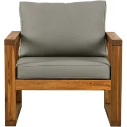 Galia 2pc Square Leg Acacia Wood Chair And Ottoman With Cushions - Brown - Saracina Home -Outdoor Comfort Deals Store GUEST f862c995 9ccc 4778 bd23 a9d1f46b9f67