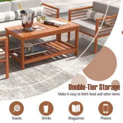 Costway Patio Coffee Table 2-Tier Outdoor Side Rectangle Side Table Solid Wood Porch -Outdoor Comfort Deals Store GUEST f8a99ea1 d2a5 4bcc b064 ba0cfbfd4976