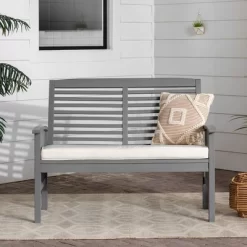 Ravenscroft Modern Boho Acacia Wood Slatted Outdoor Loveseat With Cushion - Saracina Home -Outdoor Comfort Deals Store GUEST f8d474ed ee58 4568 8446 360382d2da01