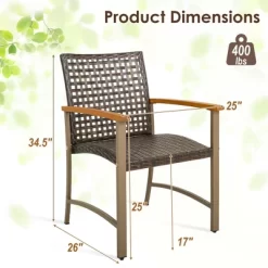 Costway Set Of 4 Patio Dining Chairs Outdoor Wicker Armchairs With Acacia Wood Armrests -Outdoor Comfort Deals Store GUEST f9335b0d 76dd 4f8a b88a 77f4bda5452d