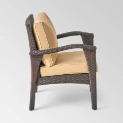 Kalo 5pc Wicker Chat Set With Fire Table - Brown/Tan/Light Gray - Christopher Knight Home -Outdoor Comfort Deals Store GUEST f95b24c3 41fb 4c2d b04a c737f5a21df4