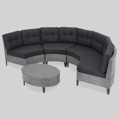 Navagio 5pc Wicker Sofa Set Gray/Dark Gray - Christopher Knight Home 1 Navagio 5pc Wicker Sofa Set Gray/Dark Gray - Christopher Knight Home