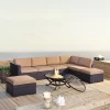 Biscayne 6pc Outdoor Wicker Sectional Set With Fire Pit - Crosley