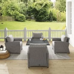 Bradenton 5pc Wicker Conversation Set With Fire Table - Gray - Crosley 21 Bradenton 5pc Wicker Conversation Set With Fire Table - Gray - Crosley -Outdoor Comfort Deals Store GUEST fb028206 9bc7 4983 b84b 0b667c7278c7
