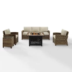 Bradenton 5pc Outdoor Wicker Conversation Set With Fire Table - Crosley -Outdoor Comfort Deals Store GUEST fc5f0111 3af0 4336 9c6c c5c1286f6a56