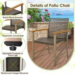 Costway Set Of 4 Patio Dining Chairs Outdoor Wicker Armchairs With Acacia Wood Armrests -Outdoor Comfort Deals Store GUEST fcc6cafe a549 43cb 9040 2df814ee631d