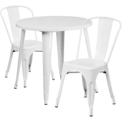 Flash Furniture Commercial Grade 30" Round Metal Indoor-Outdoor Table Set With 2 Cafe Chairs -Outdoor Comfort Deals Store GUEST fccc4c61 ae18 48c3 9313 651d2425f7c6