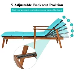 Costway 3PCS Patio Rattan Lounge Chair Folding Table Set Chaise Wood Cushioned WhiteTurquoise -Outdoor Comfort Deals Store GUEST fd1fa412 1c90 48f7 9948 06b37a065839