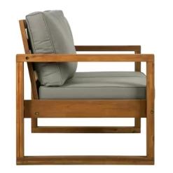 Galia Square Leg Acacia Wood Patio Loveseat With Cushions - Brown - Saracina Home -Outdoor Comfort Deals Store GUEST fe5b5690 3dc9 431c a175 261691b8d6a0