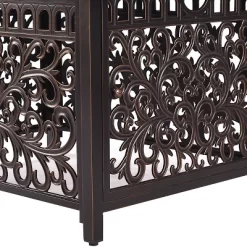 5pc Outdoor Dining Set With 48" Rectangle Fire Table & Deep Seating Swivel Rocking Chairs, Wind Blocker Lid & Covers - Oakland Living -Outdoor Comfort Deals Store GUEST fe6bf3d4 ec6a 43e8 9000 8aa3a927b2c1