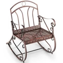 Costway Patio Rocking Chair Art Scroll Rocker Backrest Armrests Antique Copper Backyard -Outdoor Comfort Deals Store GUEST feeb49cb 671c 4e91 811a 80624bb253f5