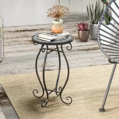 Costway Mosaic Outdoor Round End Table With Weather Resistant Ceramic Tile Tabletop -Outdoor Comfort Deals Store GUEST feee87f4 a248 4ee2 b614 90a7144b38b4