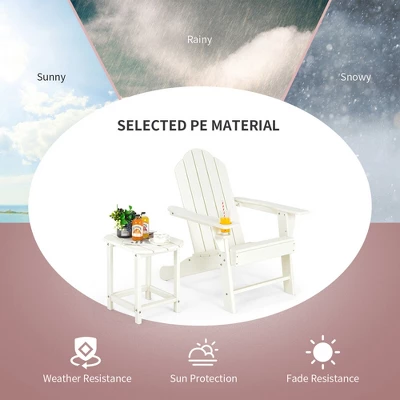 Costway 3PCS Patio Adirondack Chair & Side Table Set Weather Resistant W/ Cup Holder 2 Costway 3PCS Patio Adirondack Chair & Side Table Set Weather Resistant W/ Cup Holder - Image 2