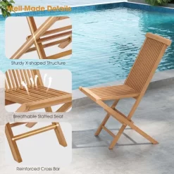 Costway 2 PCS Patio Folding Chair Teak High Back Dining Slatted Seat Portable Outdoor -Outdoor Comfort Deals Store GUEST ffc3ef1b d7c6 460d 8692 c45931460ddb
