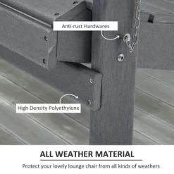 Outsunny 3 Piece Adirondack Chair Set Of 2, HDPE Folding Fire Pit Chairs And Patio Table, Outdoor Furniture With Slatted Seat, Dark Gray -Outdoor Comfort Deals Store GUEST ffef60b4 2edb 4c33 8afb f8fceef8b96a